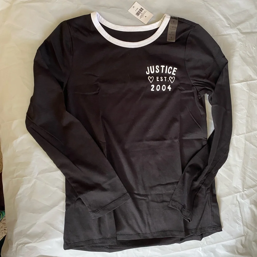 Justice black long sleeve T size 8